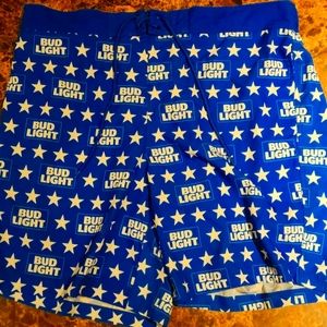 Bud Light Beer Board hybrid Shorts Men’s Sz Medium 40/42 Blue Swim Stretch Swim